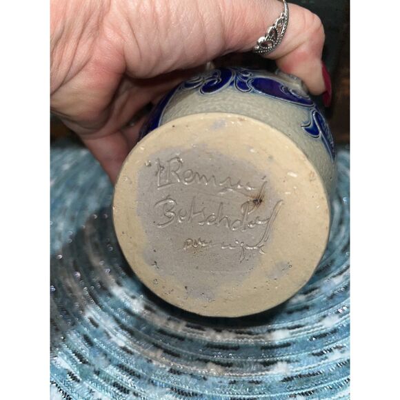 Remmy Betschdorf Cobalt Pitcher Rooster Pitcher Alsace Salt Vitrification - Picture 8 of 8